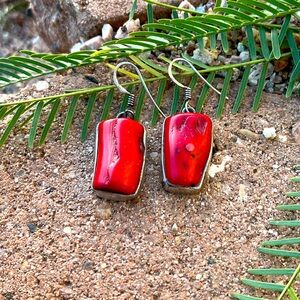 🪸Red Coral Sterling Silver Earrings